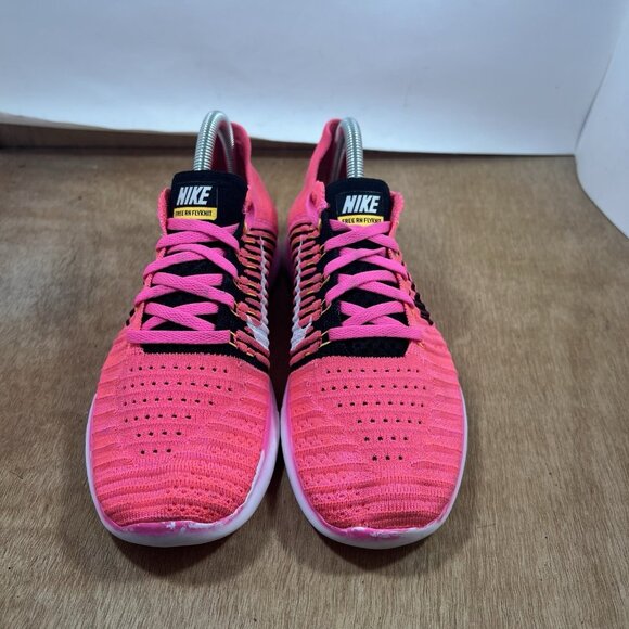 Nike Free RN Motion Flyknit Women's Size 9 Running Shoes Pink/Black 831070-600 - Picture 2 of 9